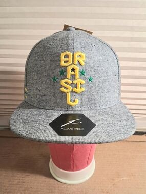 Brasil World Cup Soccer Baseball Cap Gray Adult Embroidered Cotton